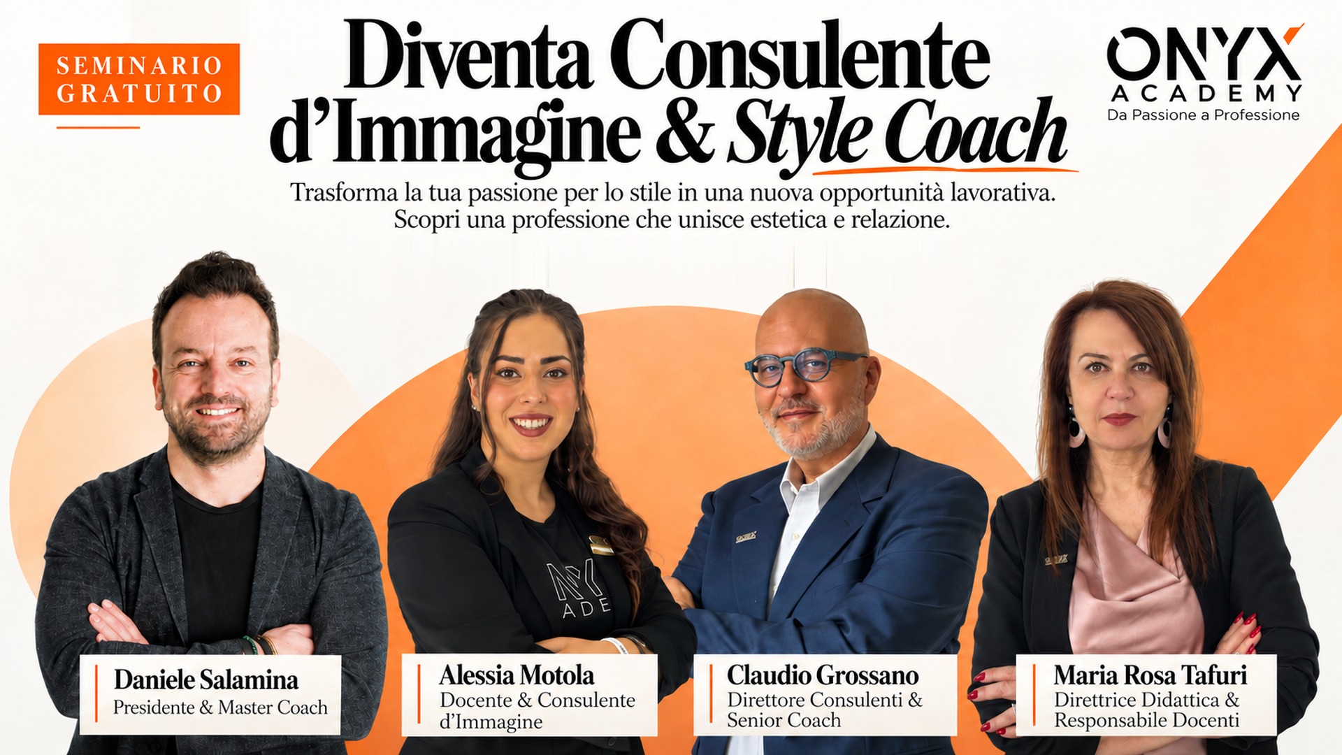 Locandina del seminario gratuito Diventa Consulente d'Immagine e Style Coach