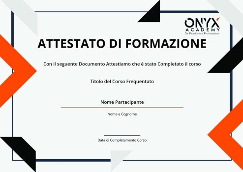 attestato di formazione onyx